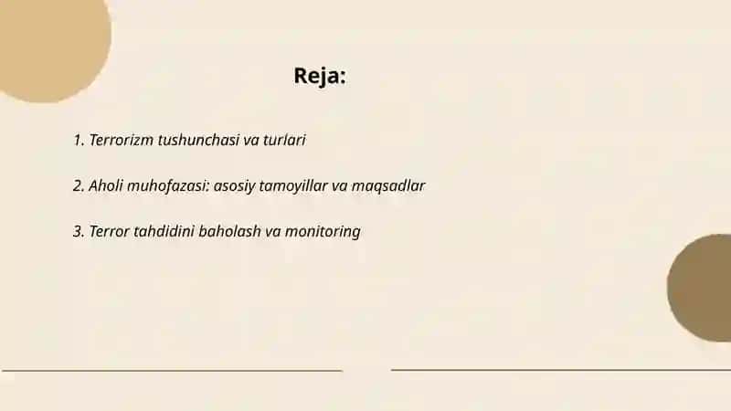 Terrorizm va aholi muhofazasi 2