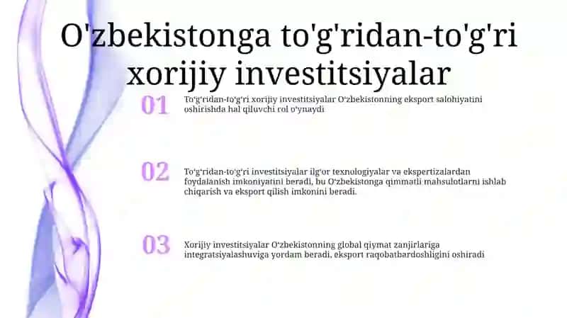 O'Zbekiston Eksport Solahiyatini Oshirishda Xorijiy Investitsiyalarning Roli 2