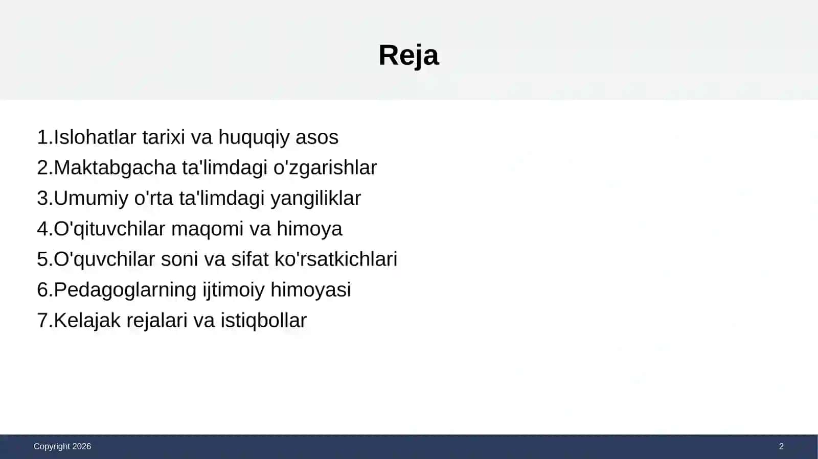 O'zbekiston Respublikasida Ta'lim Sohasida Amalga Oshirilgan Islohatlar 2