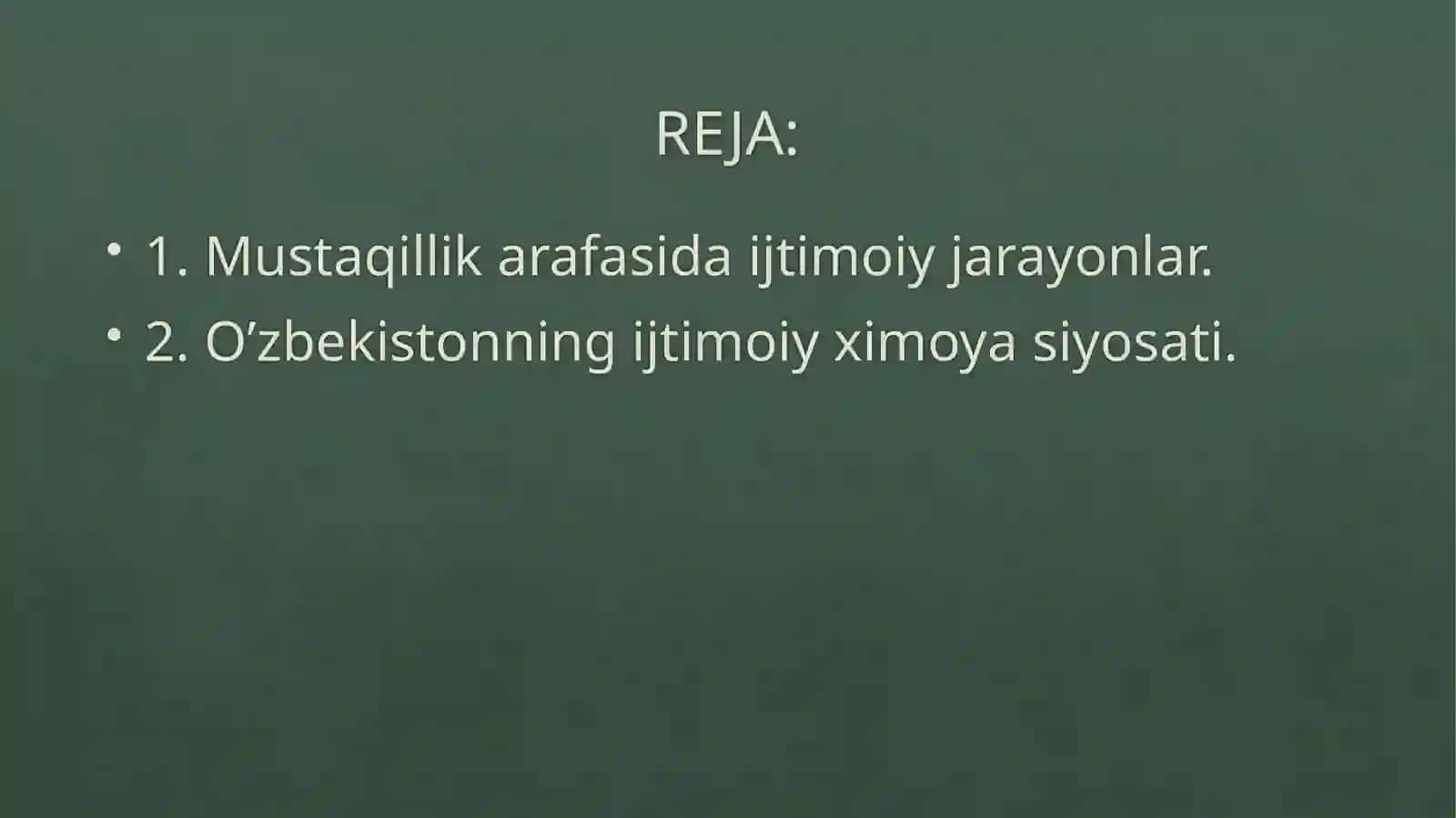 Mustaqillikning dastlabki yillarida O’zbekistondagi ijtimoiy vaziyat. Davlatning ijtimoiy ximoya siyosati 2