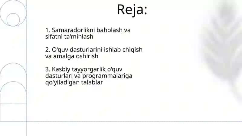 Professional ta'lim o'quv reja va dasturlarga qo'yiladigan talablar 2