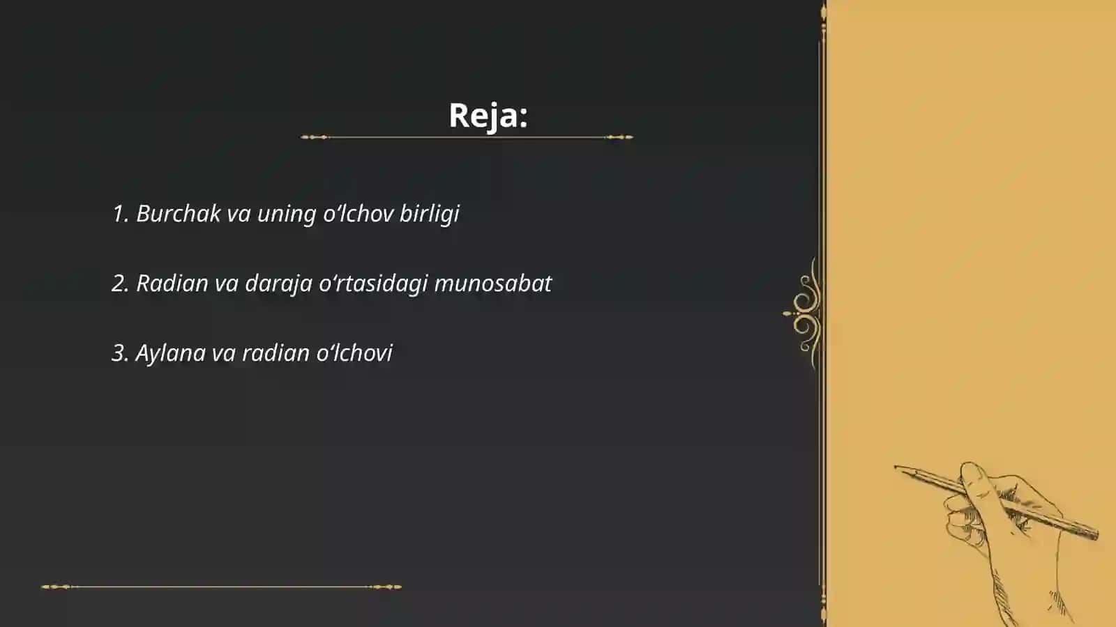 Burchakning radian oʻlcovi 2