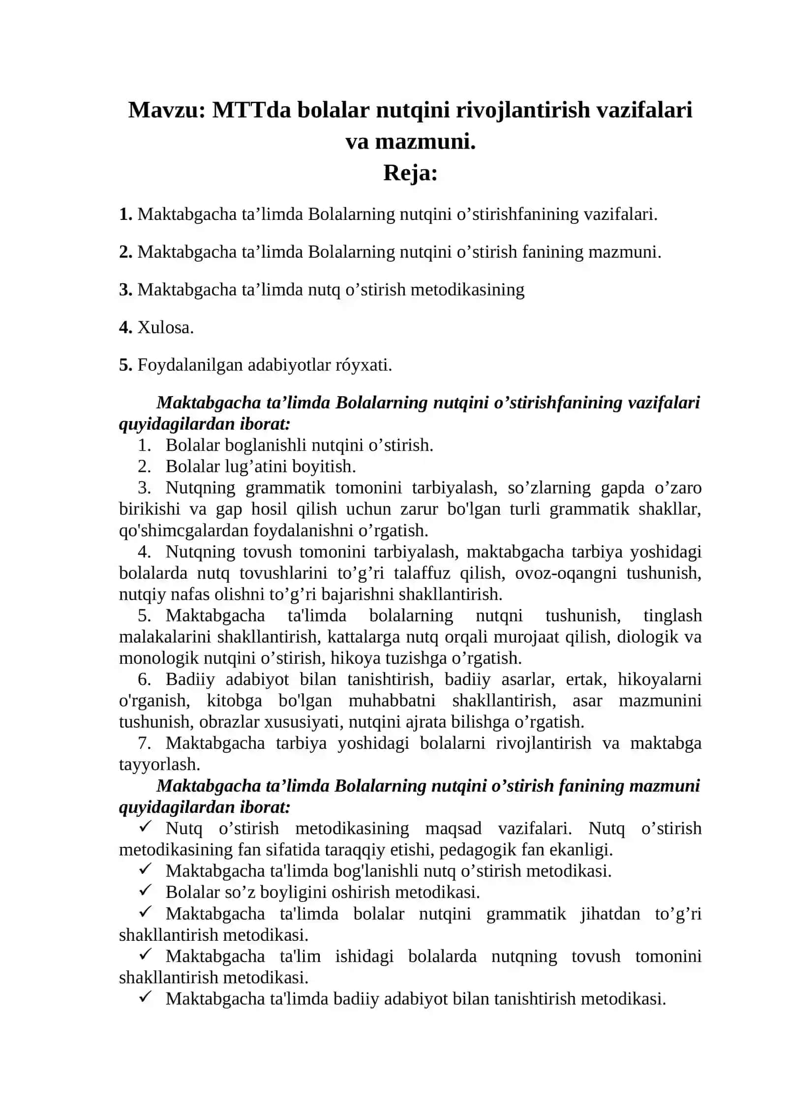 Bolalarning nutqini o’stirishfanining vazifalari 2