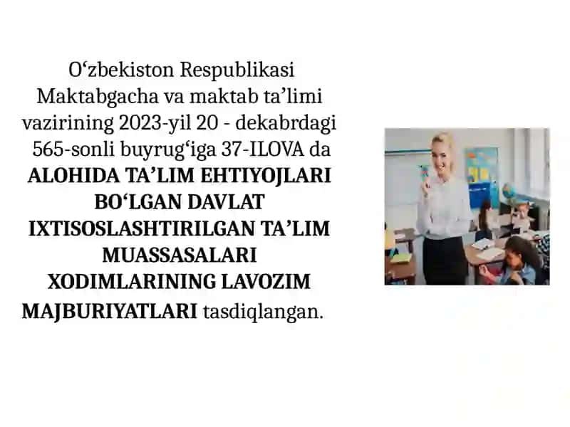 Maxsus maktab oʻqituvchisining malaka va sifi 2