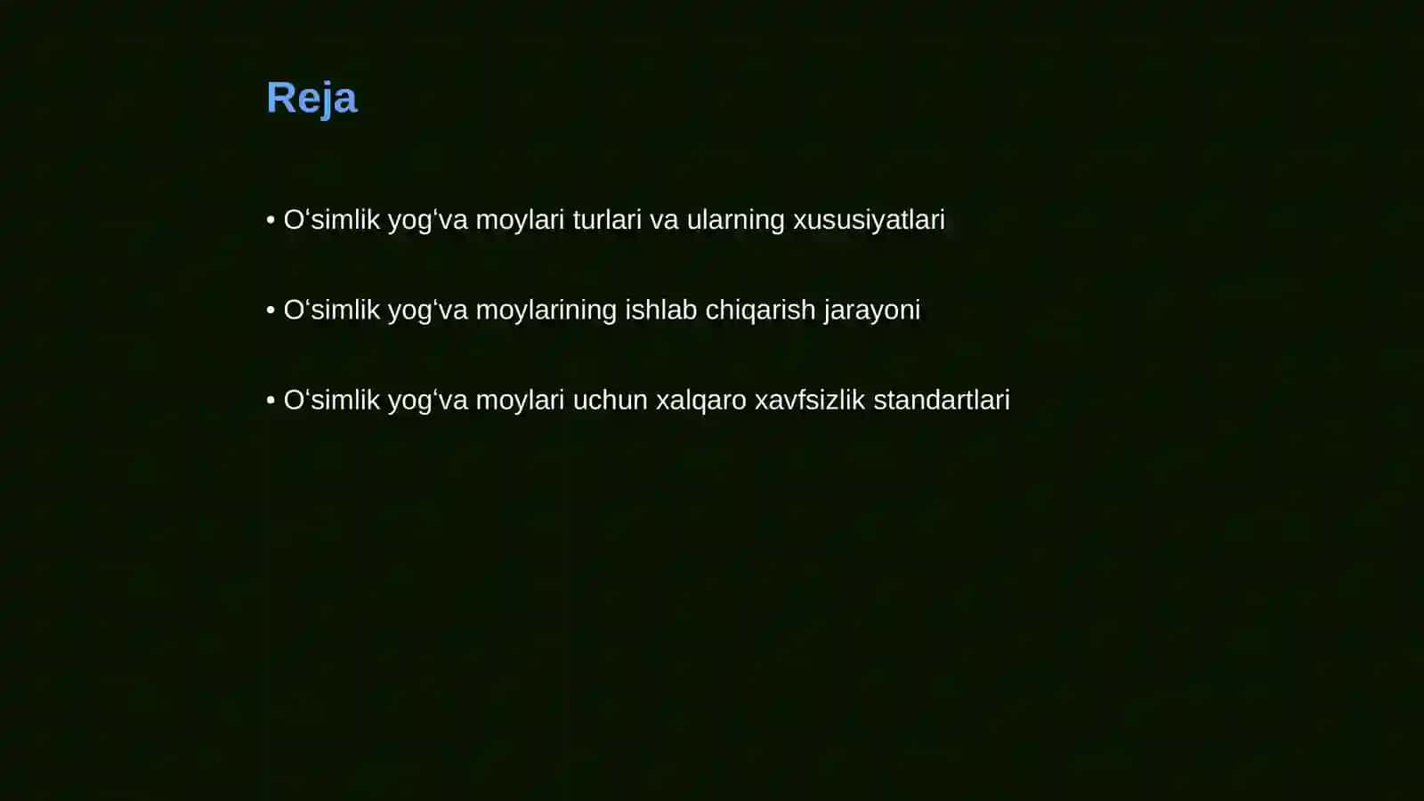 Oʻsimlik yogʻva moy mahsulotlariga tegishli standartlarda xavfsizlik koʻrsatkichlari 2