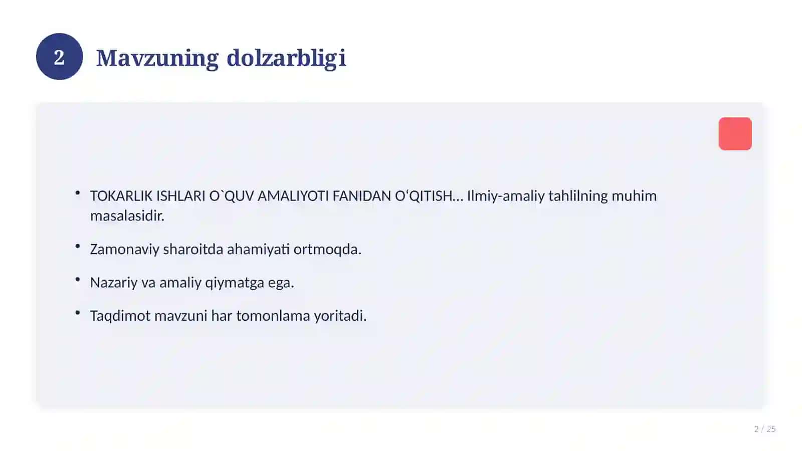TOKARLIK ISHLARI O`QUV AMALIYOTI FANIDAN O‘QITISH MATERIALLARI 2