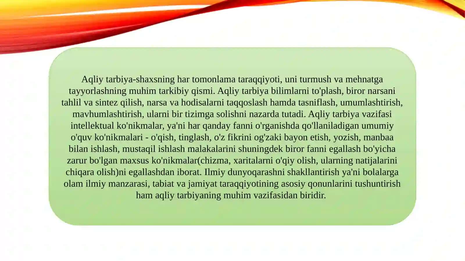 O'quvchilarning aqliy tarbiyasi 2