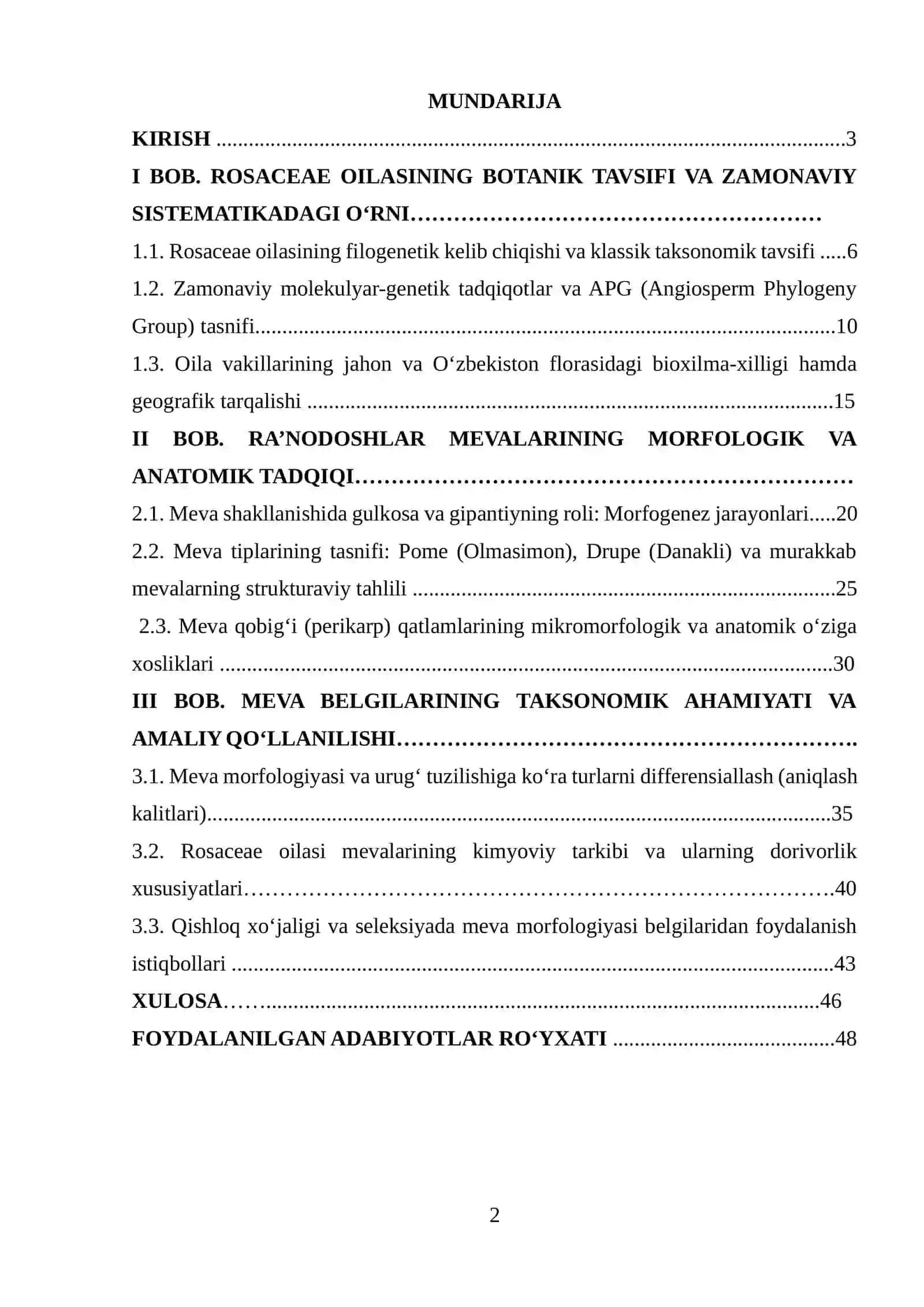 ROSACEAE OILASINING BOTANIK TAVSIFI VA ZAMONAVIY SISTEMATIKADAGI O‘RNI 2