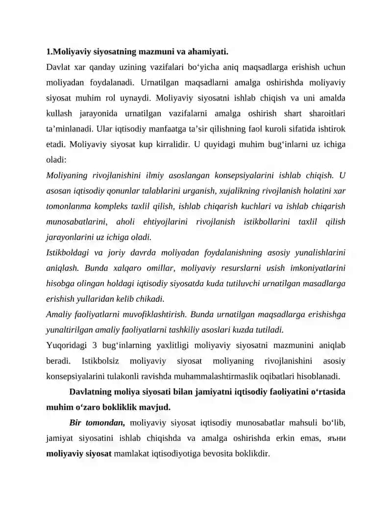 Davlatning moliya siyosati 2