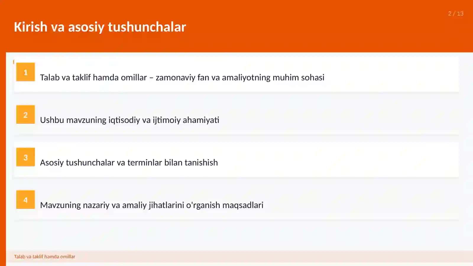 Talab va taklif hamda omillar 2
