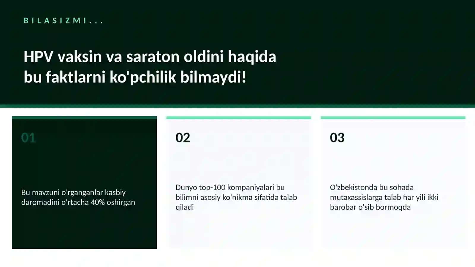 HPV vaksin va saraton oldini 2