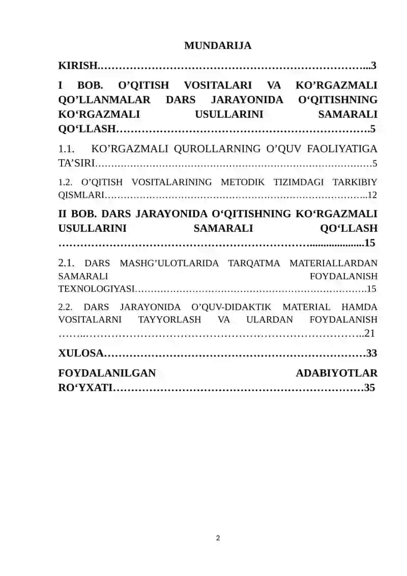 O’QISH DARSLARIDA KO’RGAZMALI VOSITALARDAN FOYDALANISH 2