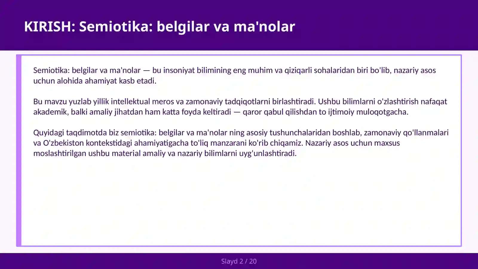 Semiotika: belgilar va ma'nolar 2