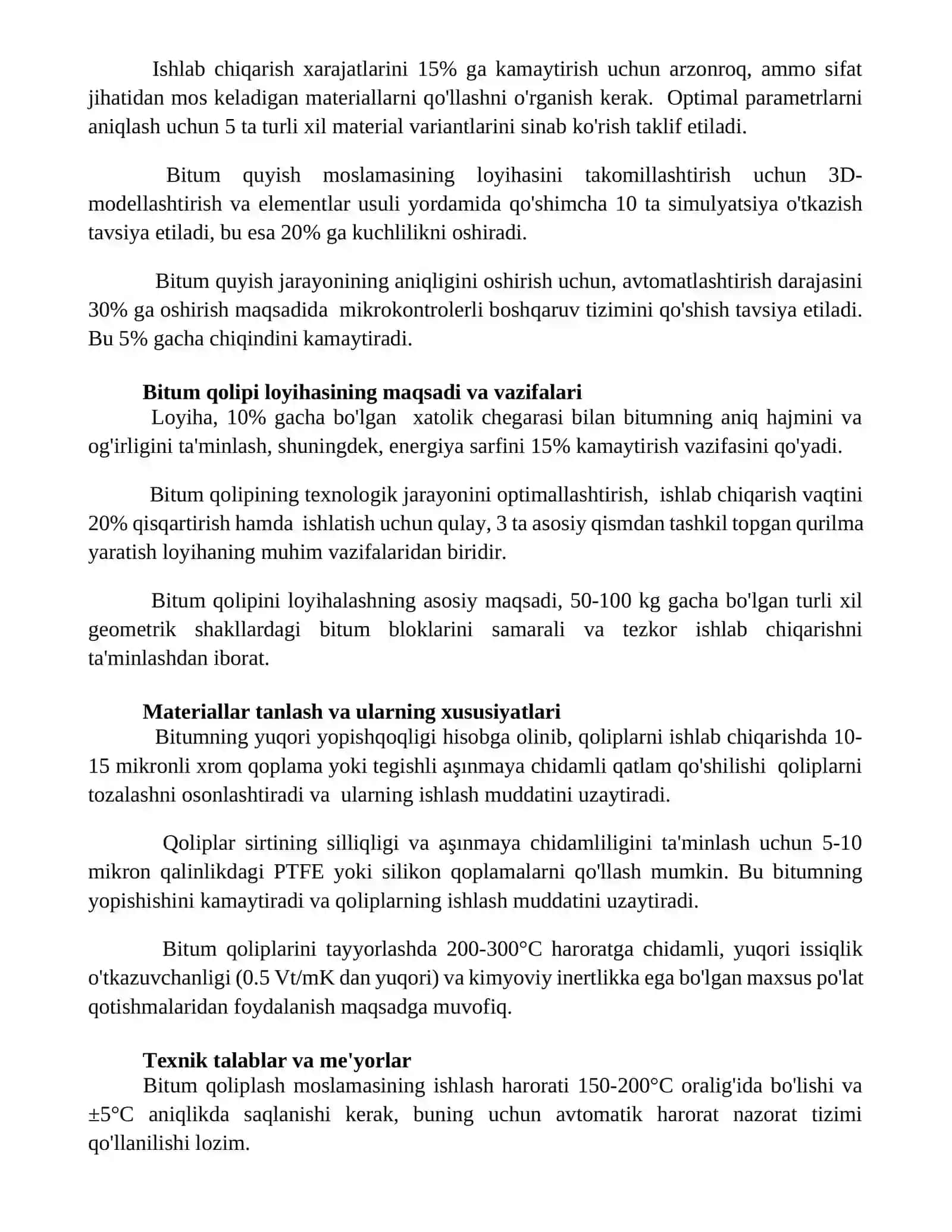 Neft bitumini qoliplovchi qurilma tanasi loyixasi 2