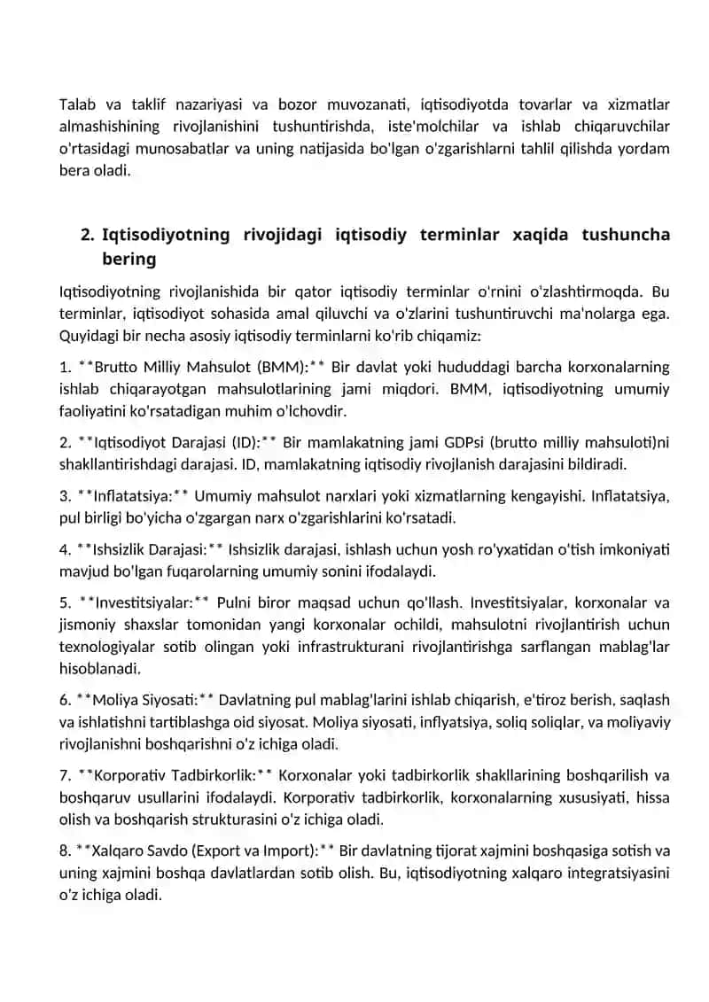 Talab va taklif nazariyasi 2