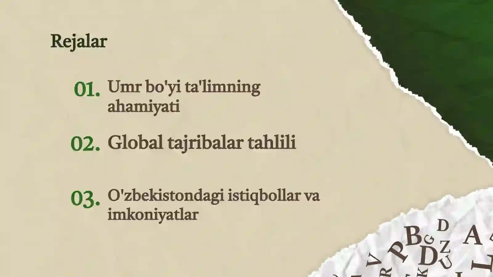 Umr bo'yi ta'limning ahamiyati 2