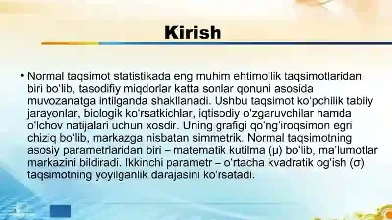 Normal taqsimot va uning xususiyatlari 2