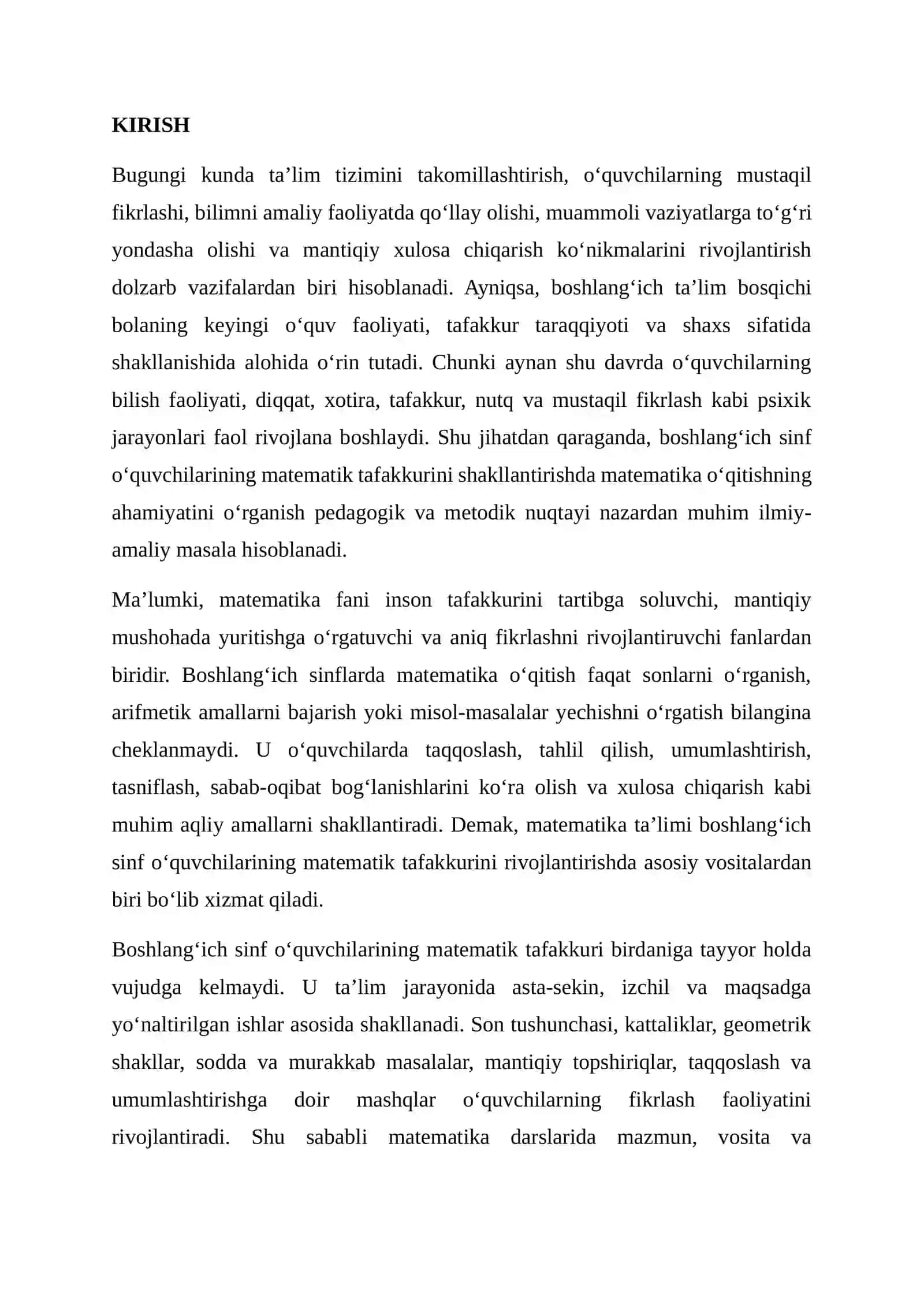 Matematik Tafakkurini Shakllantirish 2