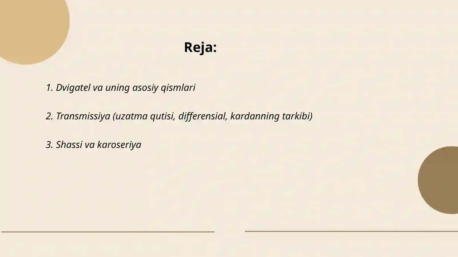 Avtomobil va temir yo’llarning asosiy qismlari 2