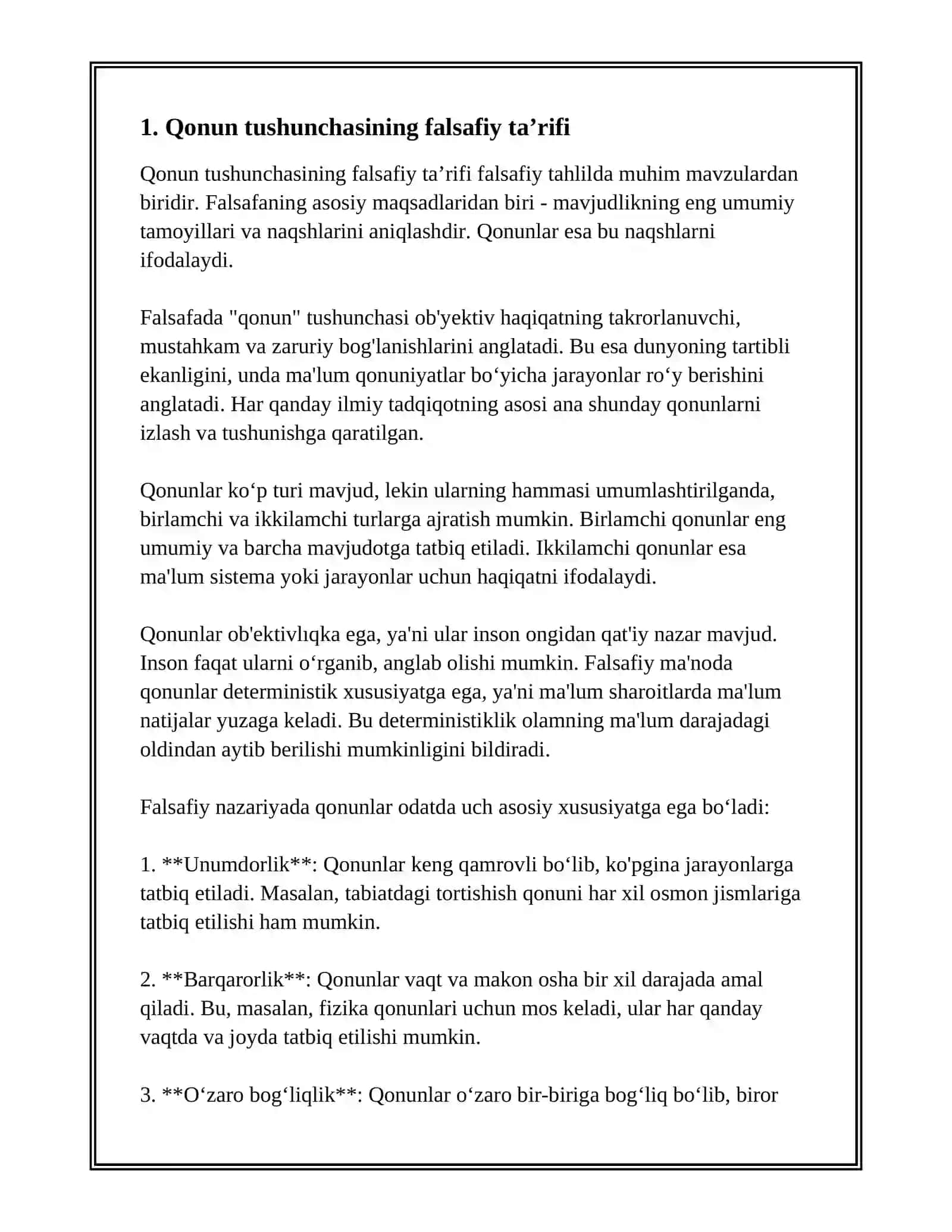 FALSAFADA QONUN TUSHUNCHASI VA UNING TURLARI 2