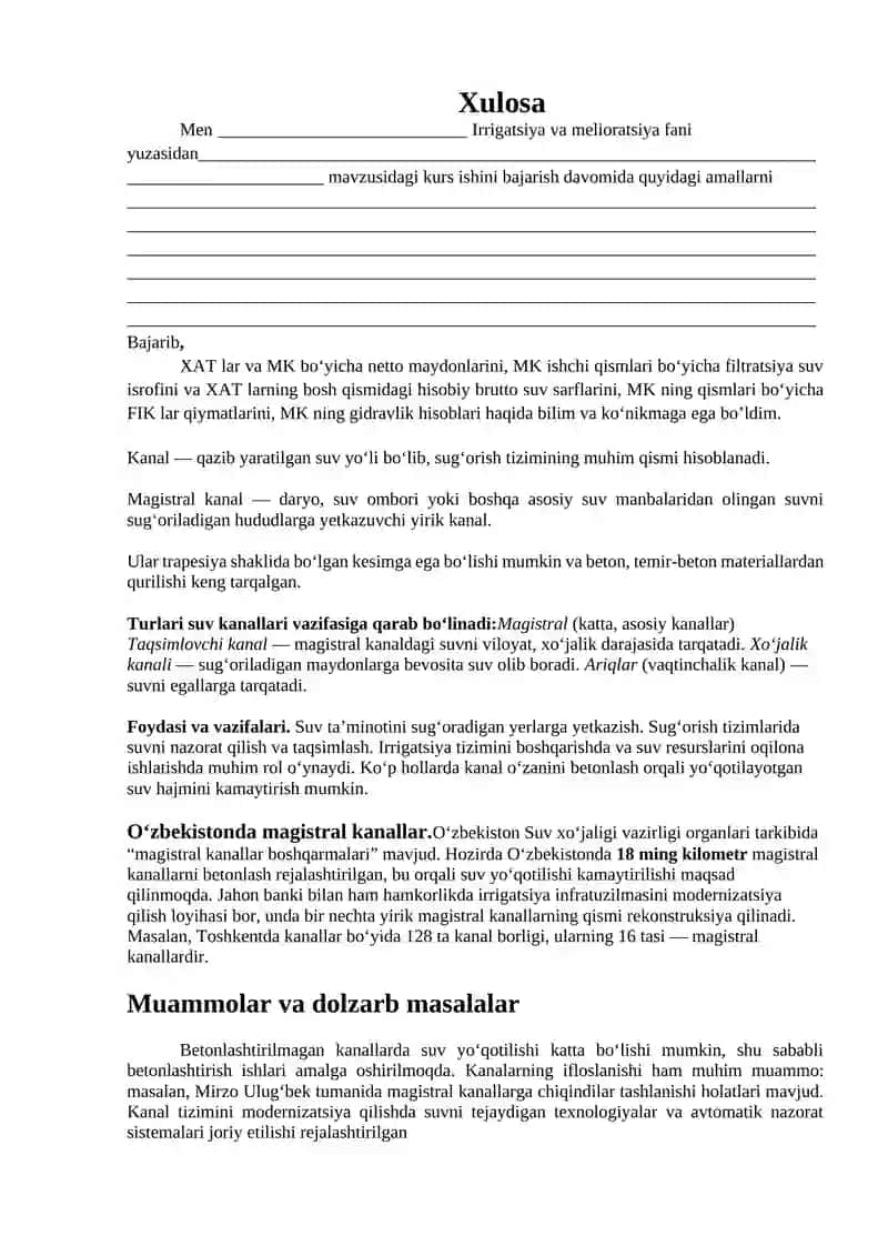 Irrigatsiya va melioratsiya fani 2