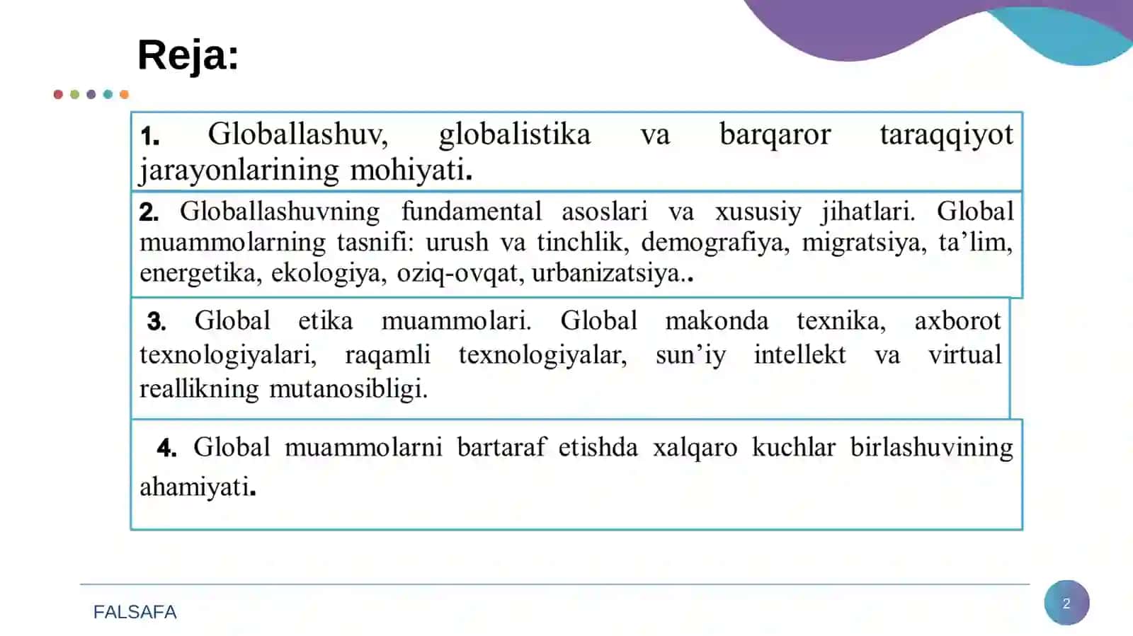 Global jarayonlar va barqaror taraqqiyot falsafasi 2