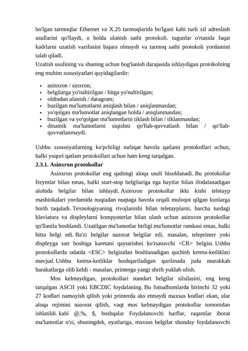 Ma'lumotlar uzatish protokollari turlari 2