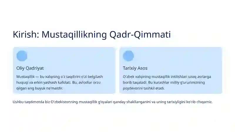 O'zbekistonda Mustaqillik G'oyalarining Tarixiy Asoslari 2