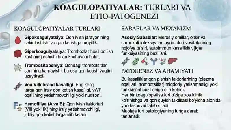 Koagulopatiya va Vazopatiyalarda  qon quyishga ko`rsatmalar 2