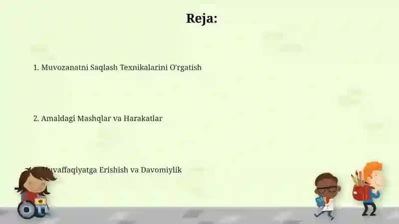 Muvozanat saqlash texnikasini o'rgatish 2