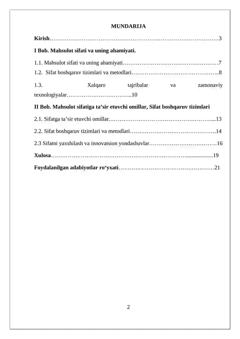 MAHSULOT SIFATINI TA'MINLASHNI TASHKIL ETISH 2