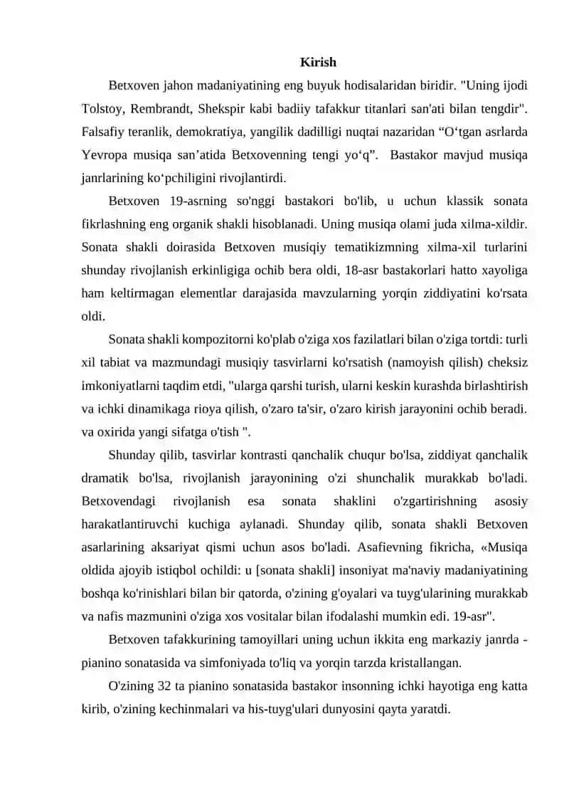 L.Betxoven uvertyuralari. Asarlaridan parchalar ijro etish 2