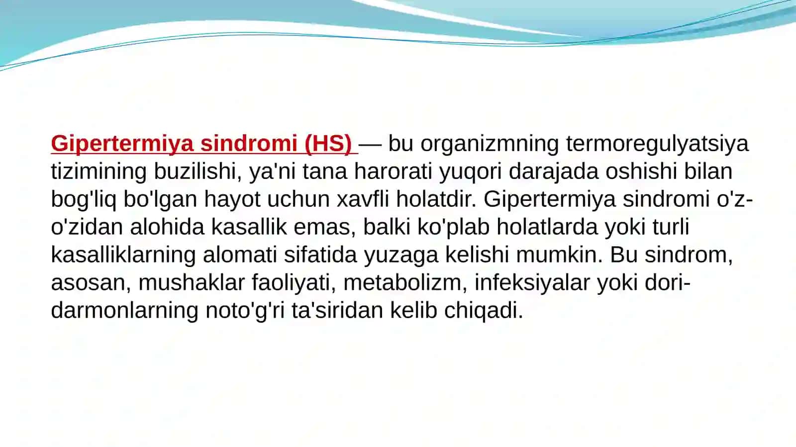 Gipertermiyasindromi va unidavolashda ishlatiladigan dorivositalari 2