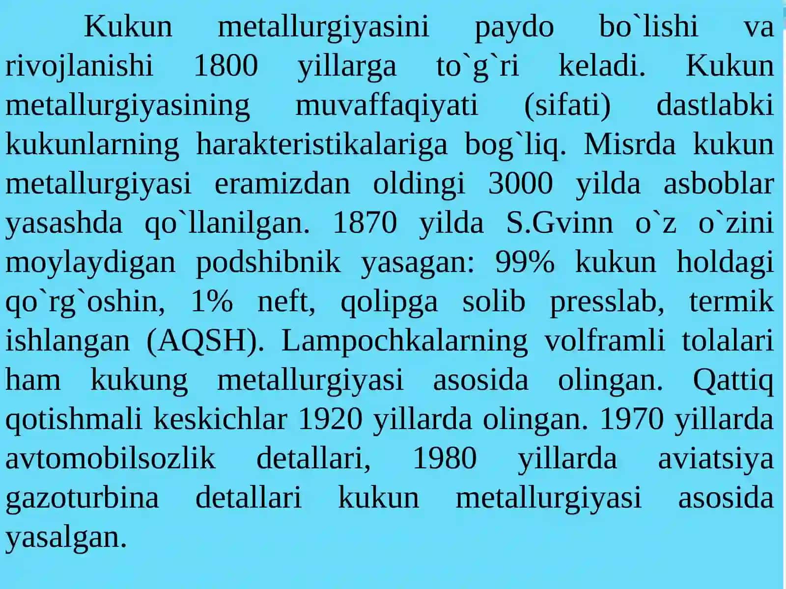 Kukun metallurgiyasi 2