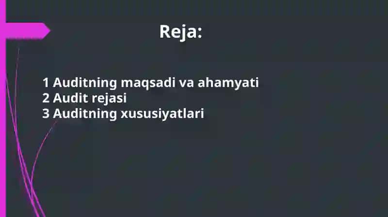 Auditning umumiy rejasini tayyorlash xususiyatlari 2