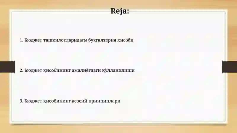 Byudjet tashkilotlarida buxgalteriya hisobi 2