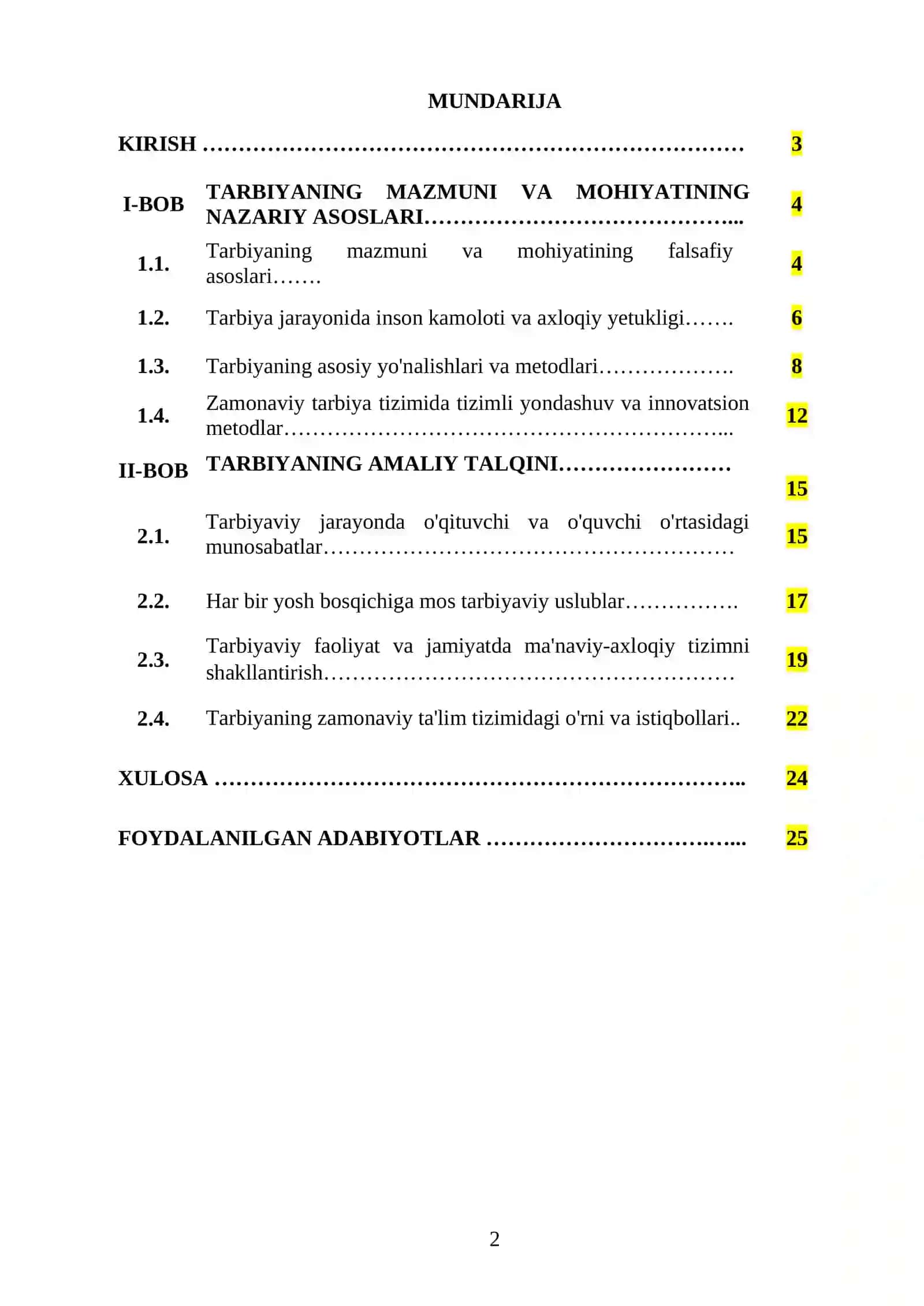TARBIYANING MAZMUNI VA MOHIYATI 2