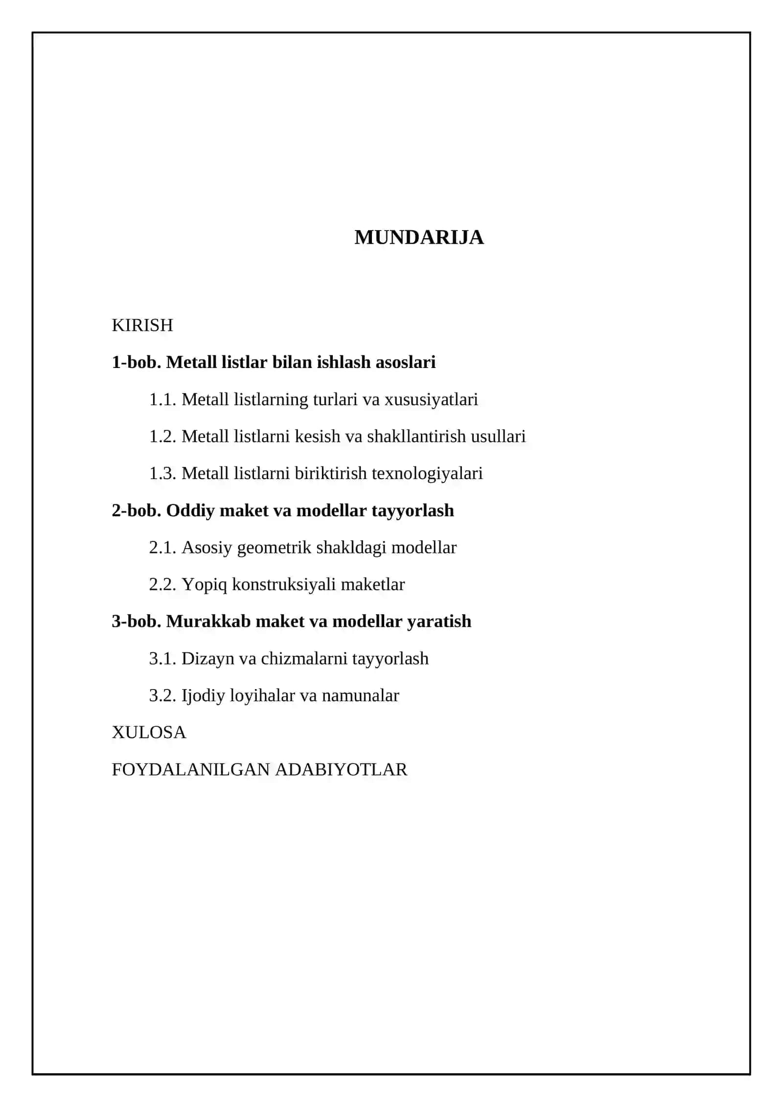 Metall listlardan turli xil maket va modellar tayorlashni o‘rganish 2