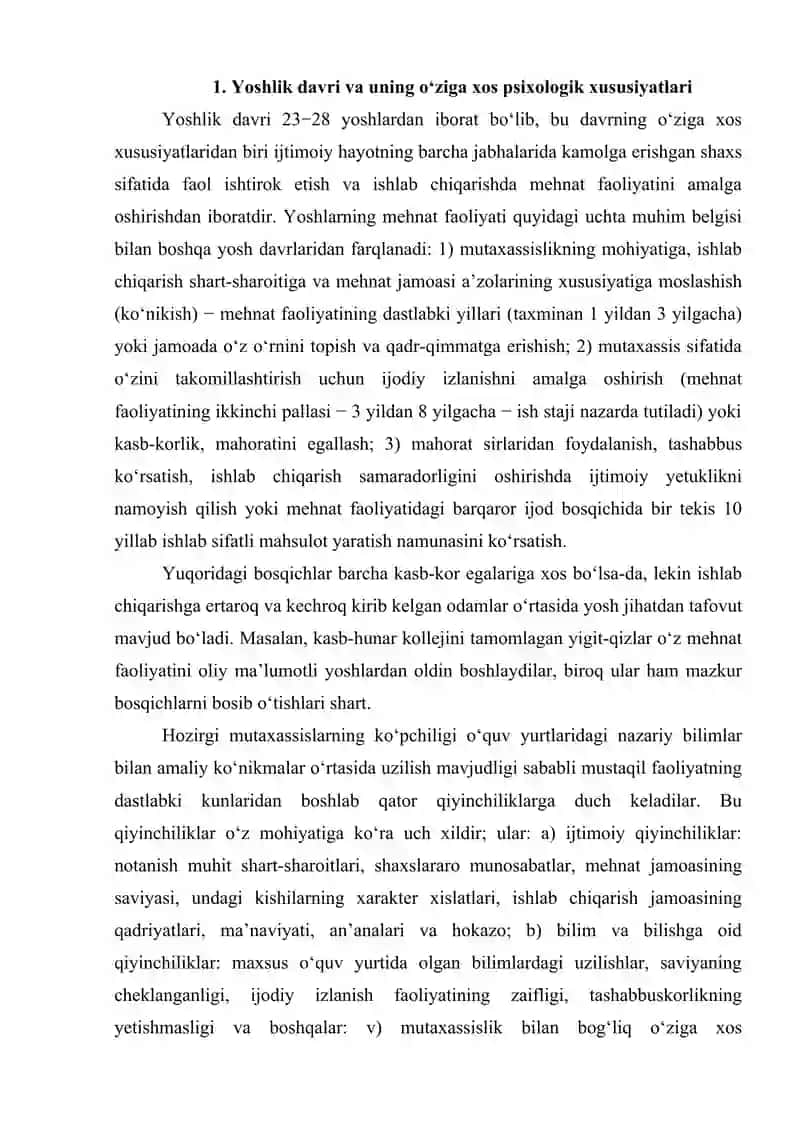 Yoshlik, yetuklik va keksalik davrining psixologik xususiyatlari 2