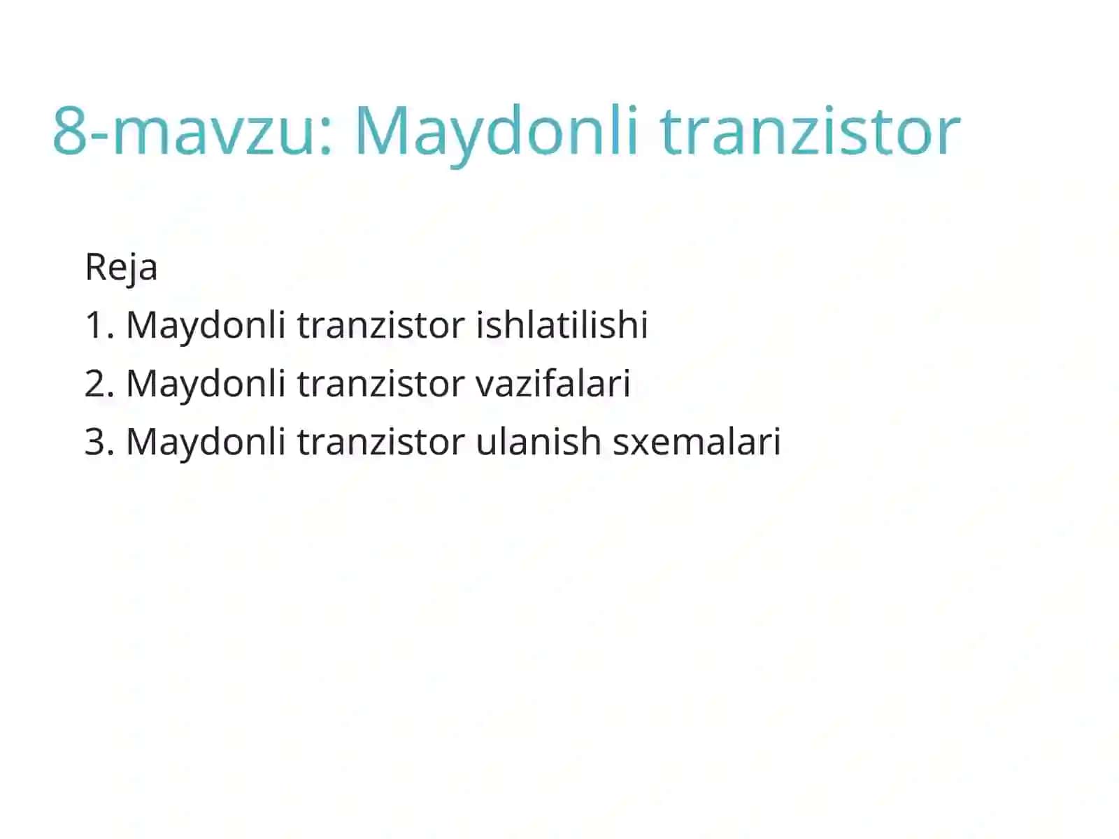 Maydonli tranzistor 2