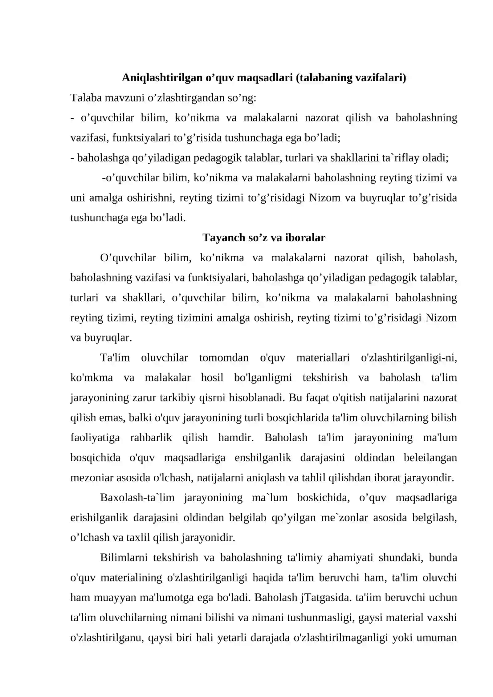 O’quvchilar bilim, ko’nikma va malakalarni nazоrat qilish va bahоlash 2