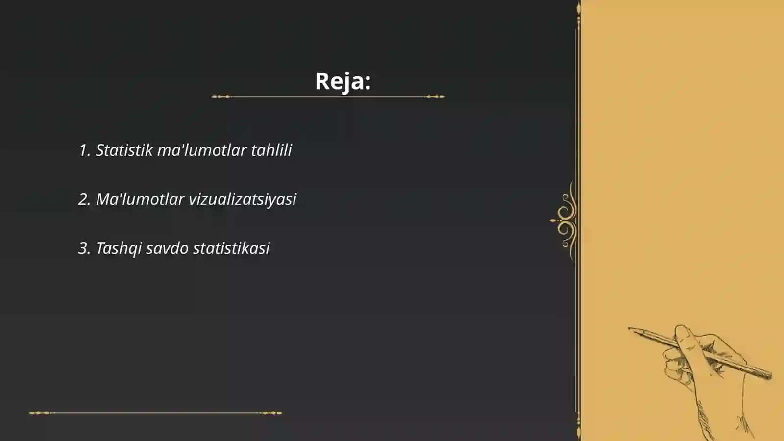 Statistik ma’lumotlarning tarkibi va tashqi iqtisodiy faoliyati 2