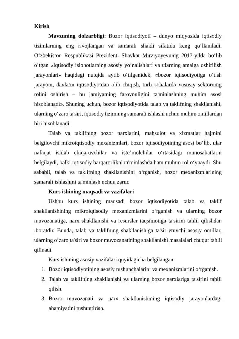 Bozor Iqtisodiyotida Talab va Taklif Shaklanishining Mikroiqtisodiy Mexanizmlari 2