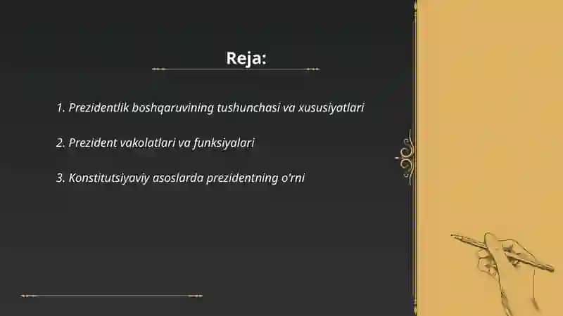 Prezidentlik boshqaruvi 2