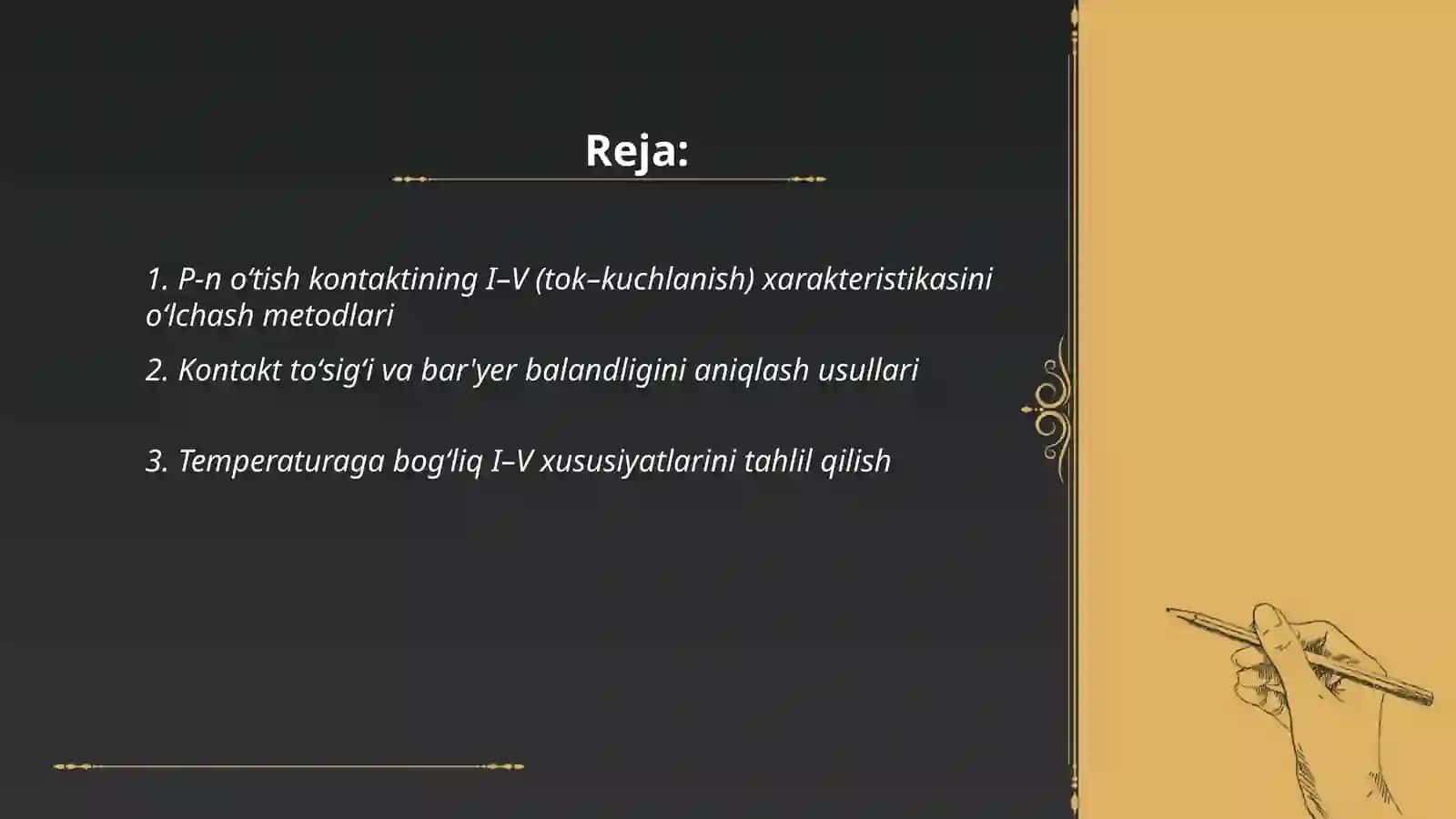 P-n oʻtish kontakt xarektiristikasini aniqlash 2