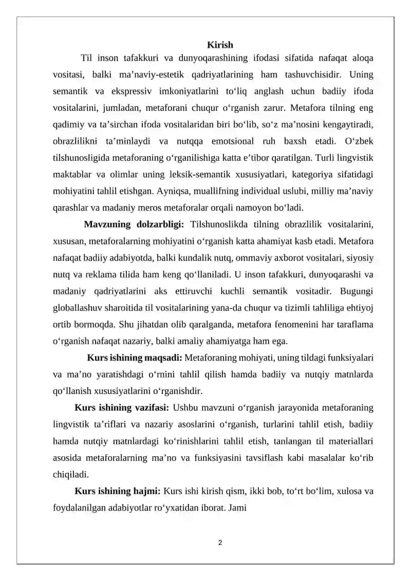 O‘zbek tilida metafora hodisasi talqini 2