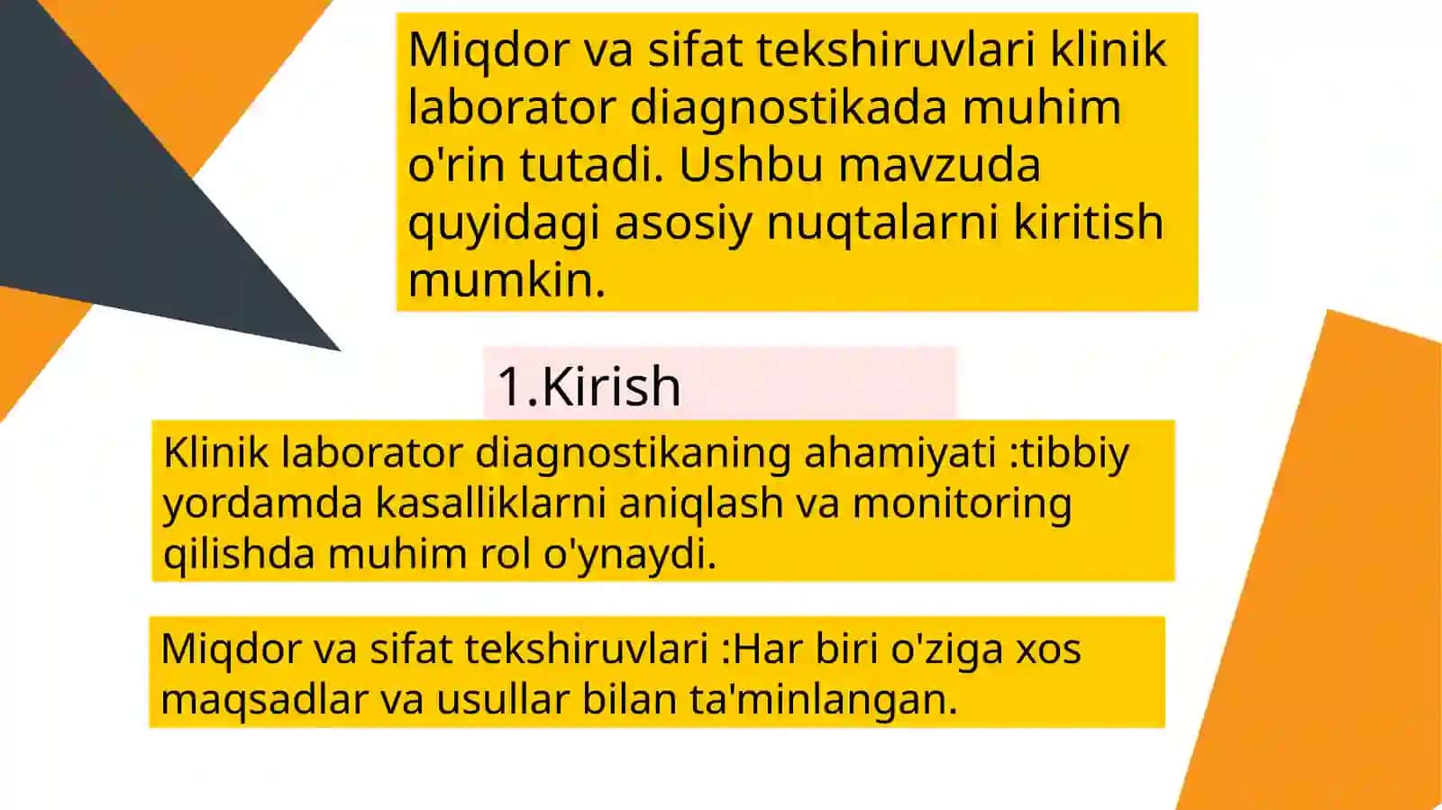 Klinik laborator diagnostikada miqdor va sifat tekshiruvi 2