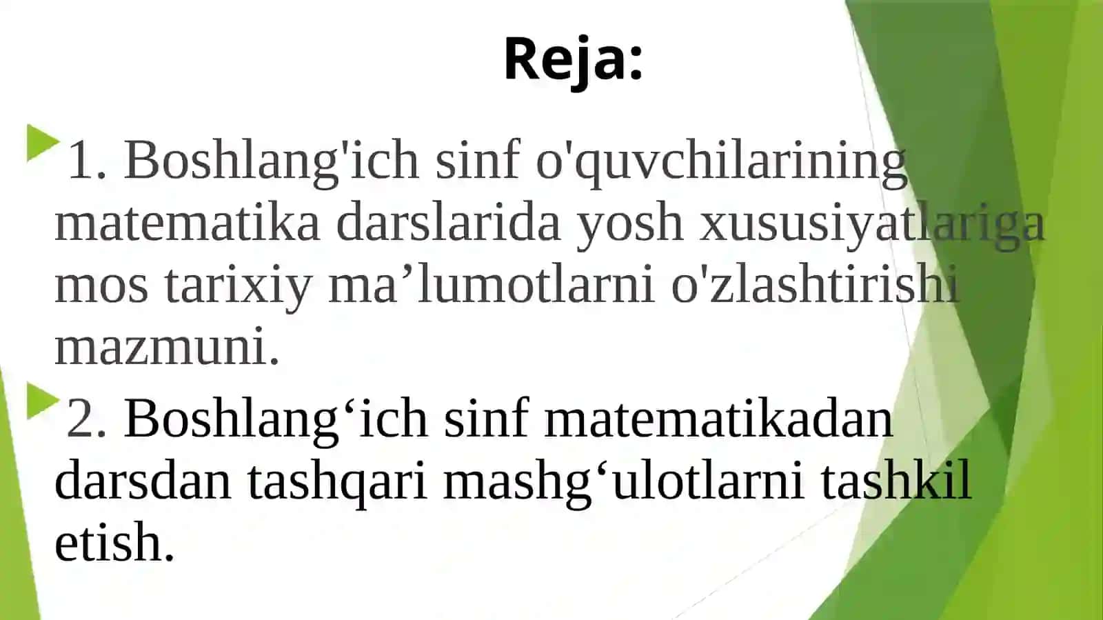 Boshlang‘ich sinf matematikadan darsdan tashqari mashg‘ulotlarni tashkil etish 2