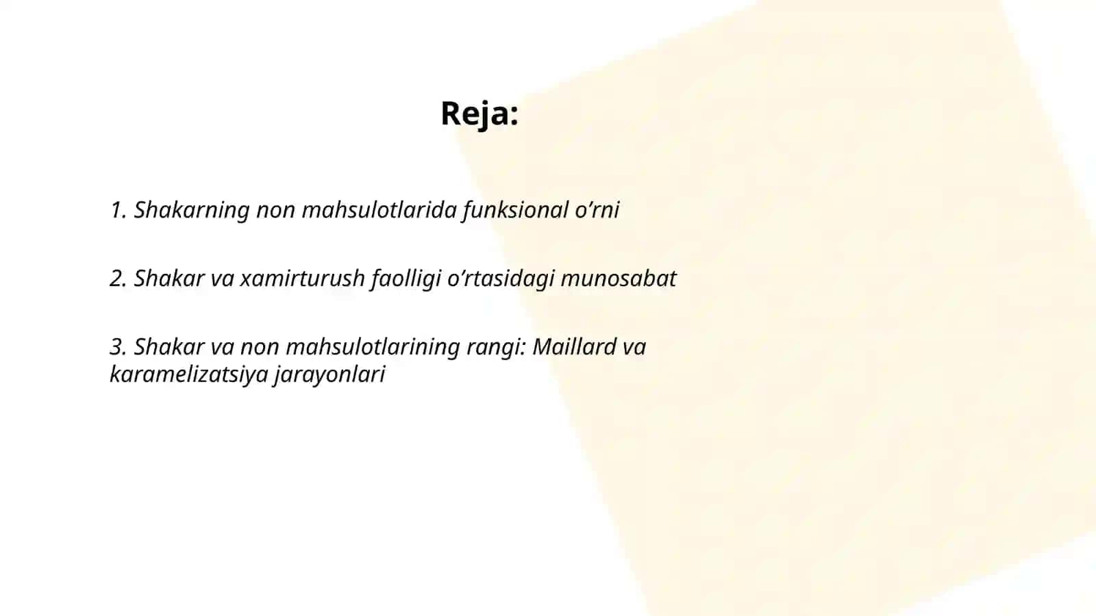 Shakarning non mahsulotlarida funksional oʼrni 2