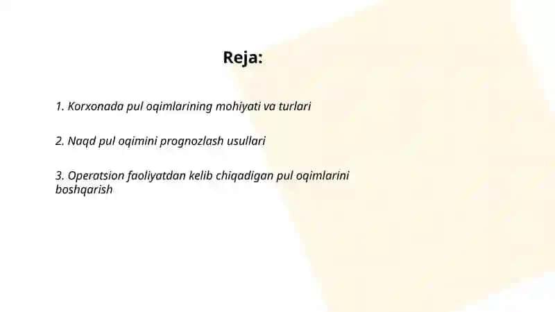 Korxonada pul oqimlarini boshqarish 2